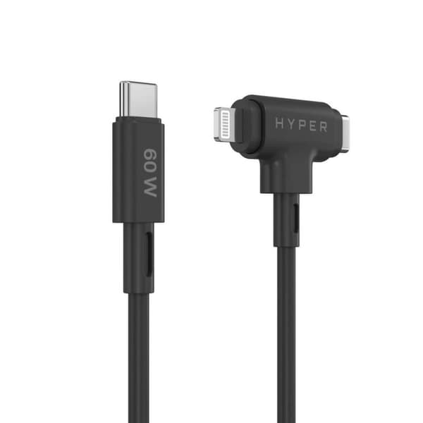 HYPER HyperJuice USB-kabel USB 2.0 1,5 m USB C USB C/Lightning Sort