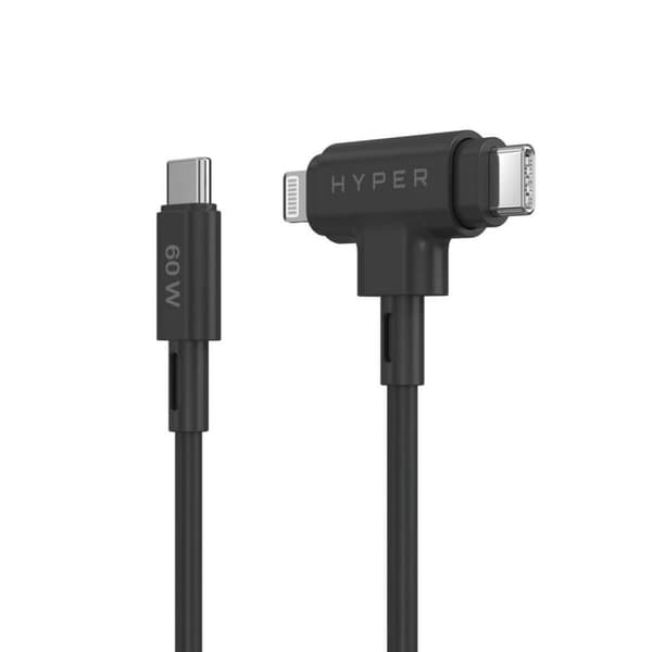 HYPER HyperJuice USB-kabel USB 2.0 1,5 m USB C USB C/Lightning Sort