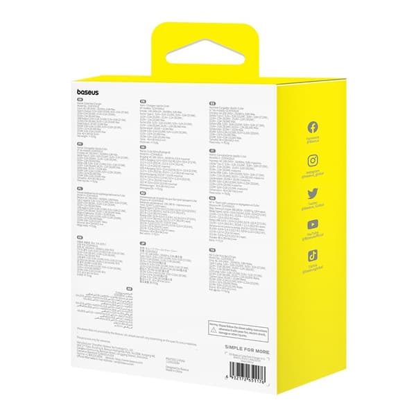 Baseus P10111404213-00 Cube USB-C / USB-A 30W strømoplader Hvid