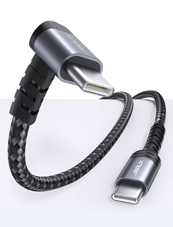 JSAUX 90 graders vinklad USB C till USB C 60W ångkabel