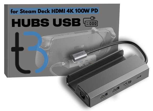 JSAUX HB0602 HUB USB-C till Steam Deck HDMI 4K USB-A RJ45 Ethernet 100 Mbps