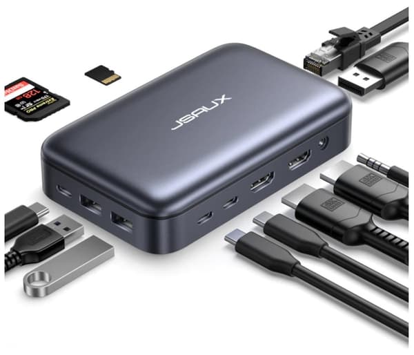 JSAUX OmniCase 2 Pro HUB USB-C HDMI 4K 60Hz DisplayPort USB 3.0 PD 100W RJ45 Gigabit Ethernet