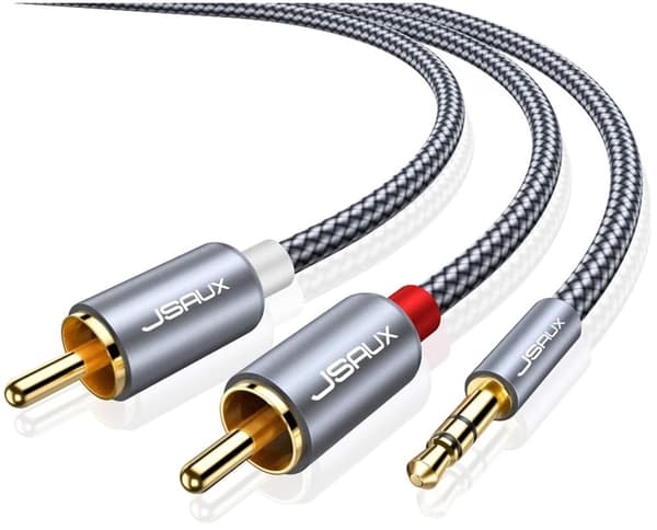 JSAUX AUDIO-kabel HQ 2x RCA MINI JACK 3,5 mm Cinch Stereo Guld HD 1,2m