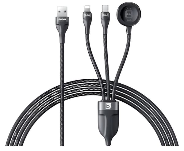 REMAX 3-i-1-KABEL til iPhone/Android/Smartwatch USB-C/Lightning/Ur 12W 1,2m