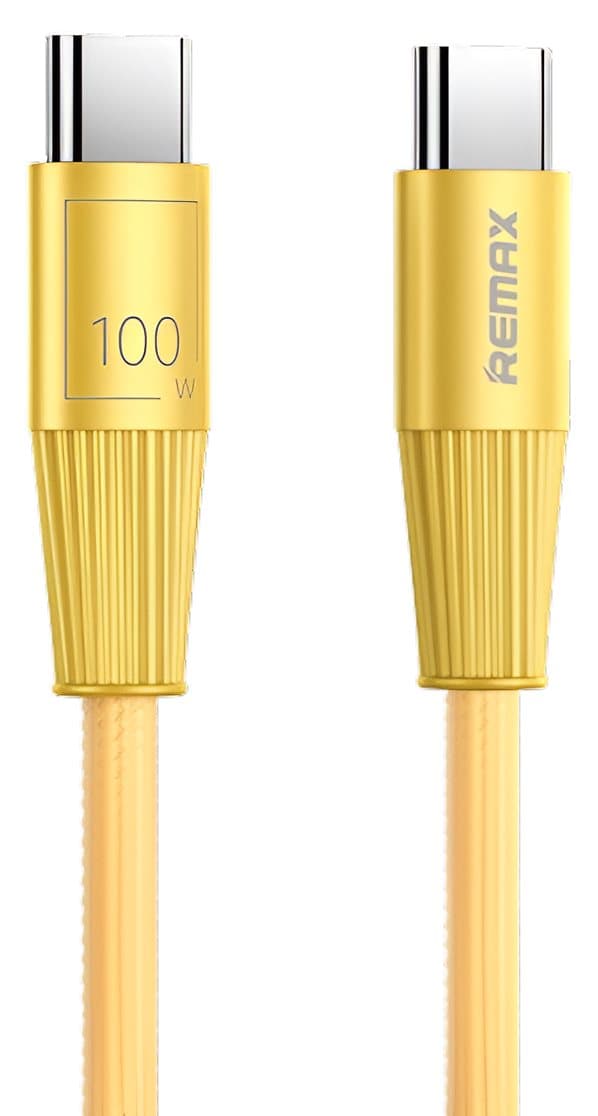 USB-C Kabel REMAX 100W QC Hurtigopladning Forstærket Fletning 1,2m Guld