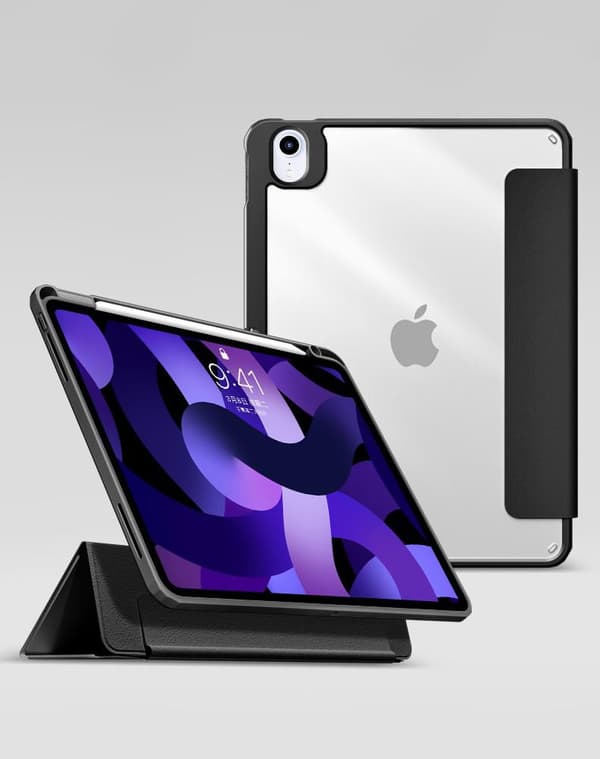 eSTUFF iPad Air 5/4 10.9 Stylus-skal Svart framsida/Transparent baksida.