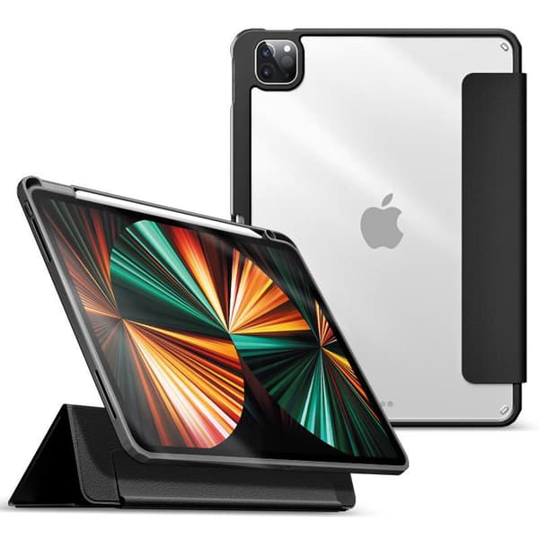 eSTUFF iPad Pro 11 2022/2021 stylus-etui. Sort forside/transparent bagside.