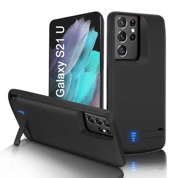 Batteriöverdrag, 20000mAh kapacitet, vikbar ställning,Galaxy S21 Ultra