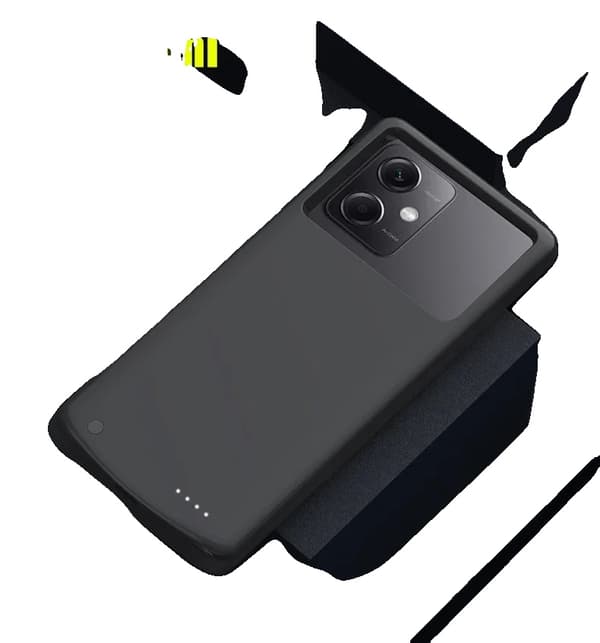 Power Case til Redmi Note 12, 6800mAh Batteri, Holdbar Silikonebeskyttelse,Bemærk 12 Sort
