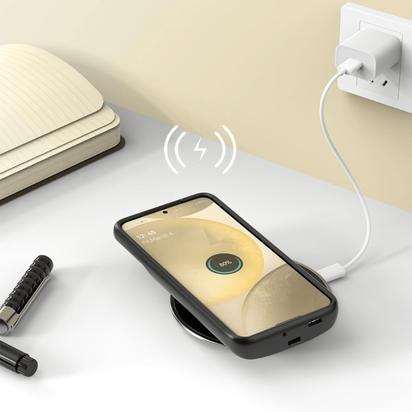 Batteriladdningsfodral, 5000mAh kapacitet, Qi trådlös laddning,För Galaxy S24
