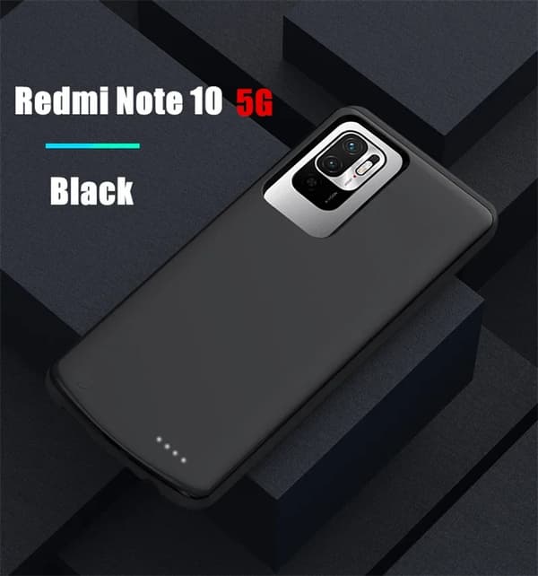 Xiaomi Redmi Note 10 Power Bank Cover, 6800mAh Batteri, Hurtigopladningsfunktion,Note 10 5G Sort