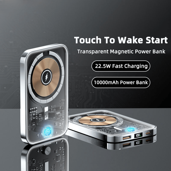 Magnetisk trådløs powerbank, 10000mAh kapacitet, 22,5W hurtigopladning,10000mAh, 10000mAh