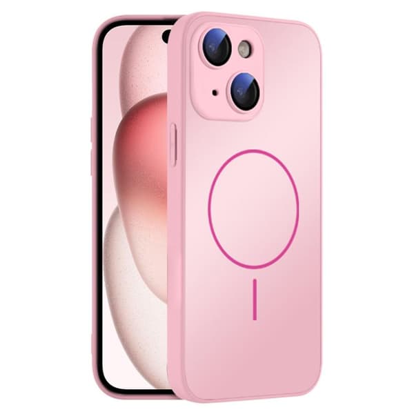 Bakskal i härdat glas med MagSafe till iPhone 15 Plus - Rosa