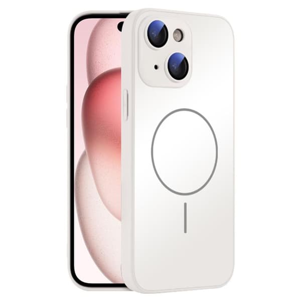 Karkaistua lasia oleva takakuori MagSafe-järjestelmällä iPhone 15 Plus - Valkoinen