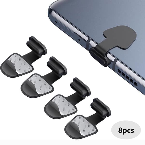 Lollanda 8-pack dammproppar för mobiltelefon – kompatibla med USB-C/Lightning, dammskyddande, slitstarka och förlustsäkra kontaktskydd