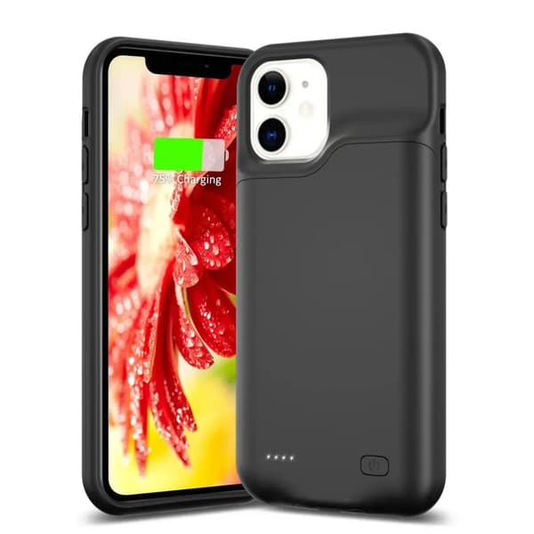 Batteriladdningsfodral, 10000mAh kapacitet, trådlös laddning, TPU-material,Svart För 12 Pro