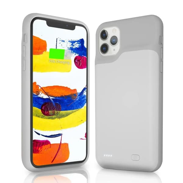 Batteriopladeretui, 10000mAh kapacitet, trådløs opladning, TPU-materiale,Hvid til 11pro max