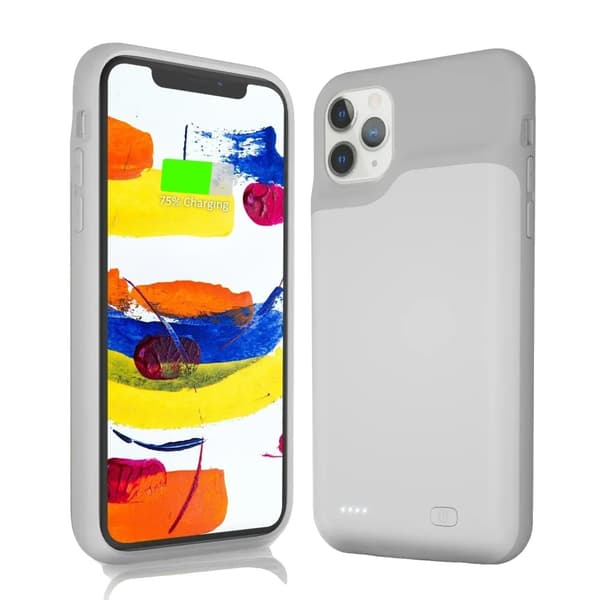 Batteriopladeretui, 10000mAh kapacitet, trådløs opladning, TPU-materiale,Hvid til 11pro max