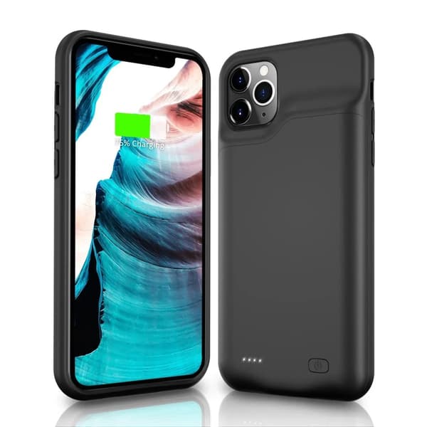 Akkulaturikotelo, 10000mAh kapasiteetti, langaton lataus, TPU-materiaali,Musta 11pro:lle