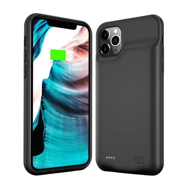 Akkulaturikotelo, 10000mAh kapasiteetti, langaton lataus, TPU-materiaali,Musta 11pro:lle