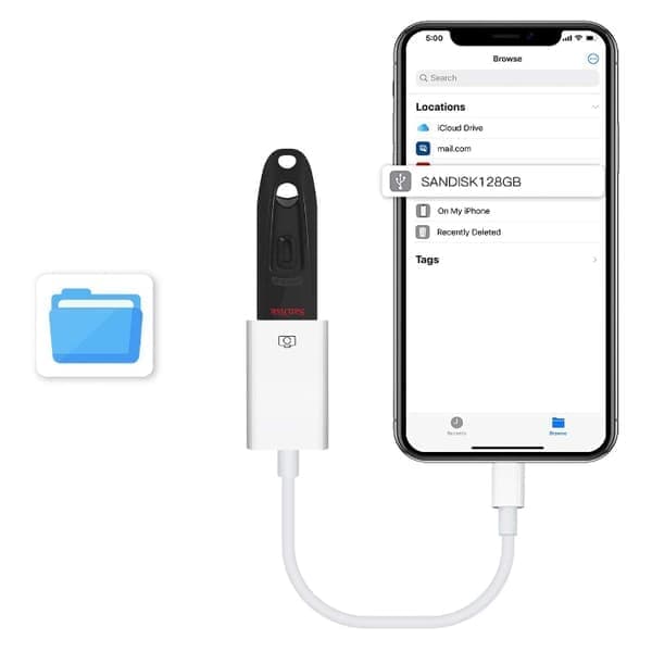 OBOSOE iPhone-sovitin USB:hen - USB 2.0 naaras salamaan - OTG