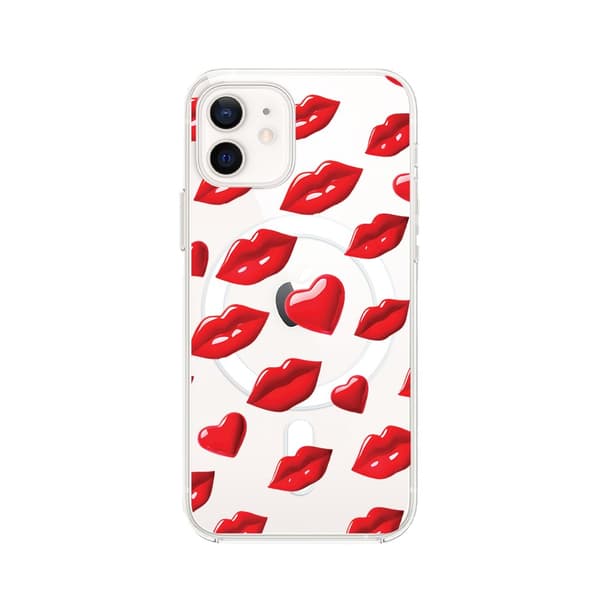 iPhone 12 Mini-cover med MagSafe Clear Silicone Flexi Red Lips