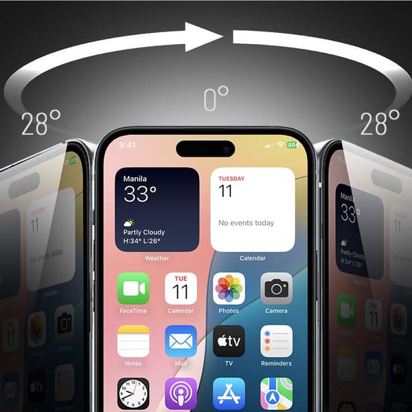 Privacy Glass med sort ramme til iPhone 14