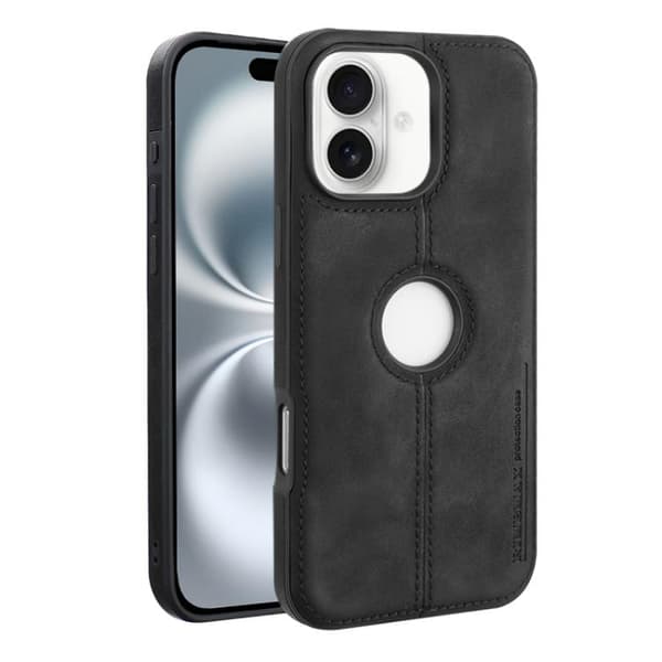 Konstläderskal till iPhone 16 - Svart