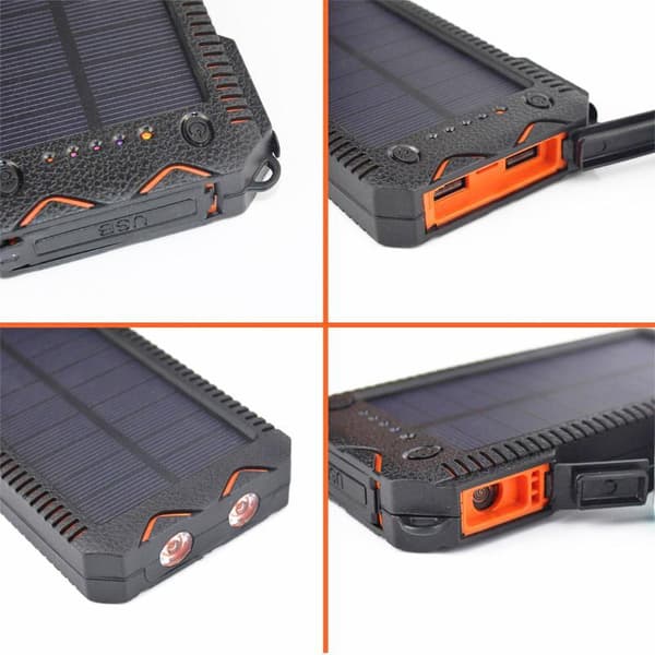 Solcelle PowerBank / Lader - 10.000 mAh Solcellelader