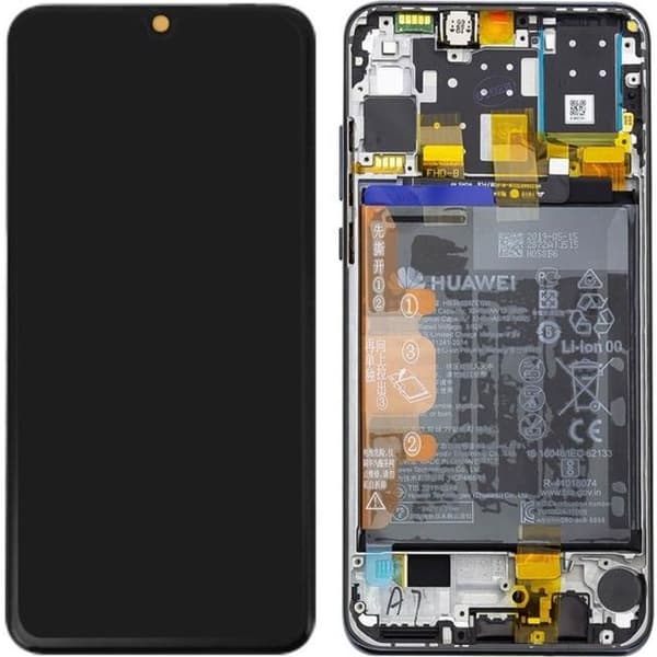Block Komplett Huawei P30 Lite LCD Display Batteri 3340 mAh Original Svart