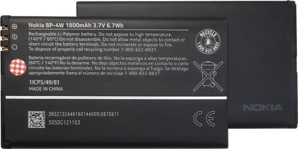 Nokia BP-4W 1800mAh Li-Ion batteri til Lumia 810 822 Bulk (BP-4W)