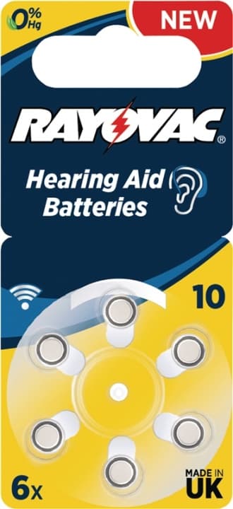 Rayovac PR70/10A batteri, 6 stk. blister Zink-luft-knapcelle til høreapparat, 1,4 V