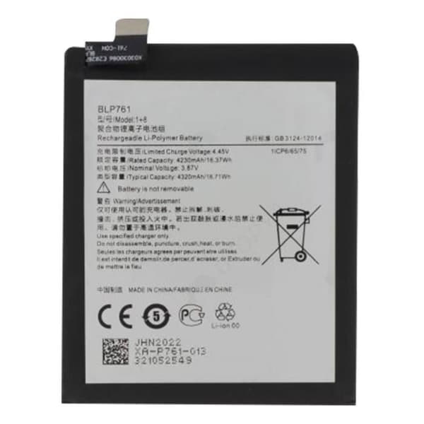 Oneplus 8 4320mAh internt batteri - ONEPLUS Märke - Modell BLP761 - Kapacitet 4320mAh - Litiumjon - 3,7 V