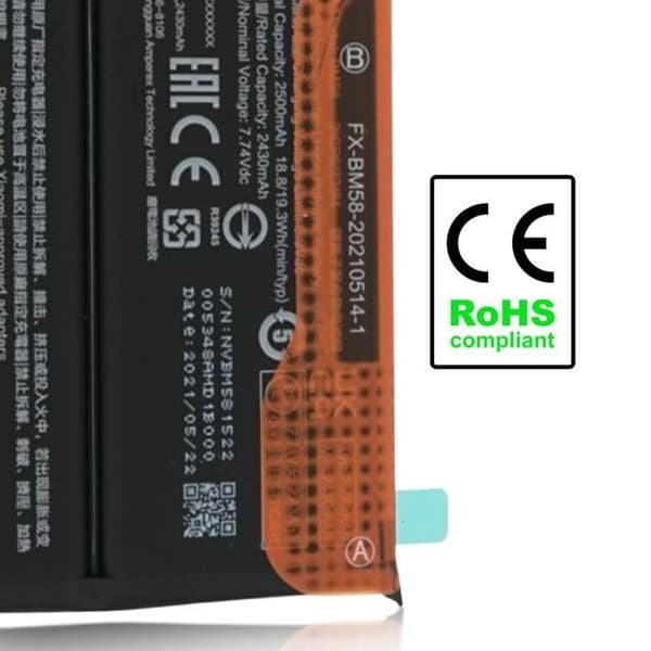 Internt batteri för Xiaomi 11T Pro 2500mAh Original BM58 Black