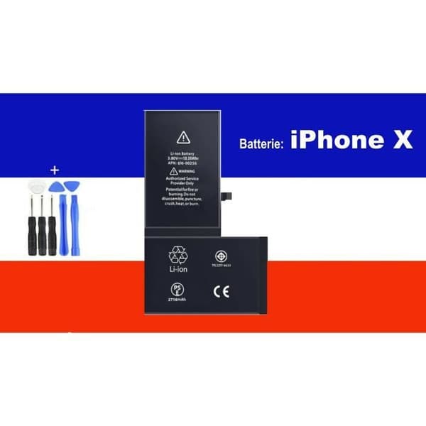 NYTT 0 CYKEL INTERN BATTERI FÖR IPHONE X + Verktyg + Lim