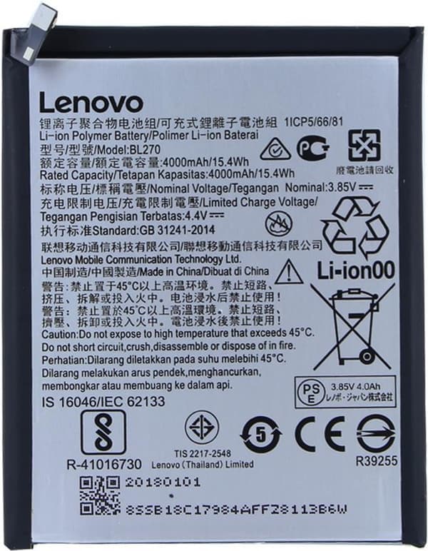 Lenovo - Li-Ion-polyakku - BL-270 - K6 Plus - 4000 mAh (BL-270)