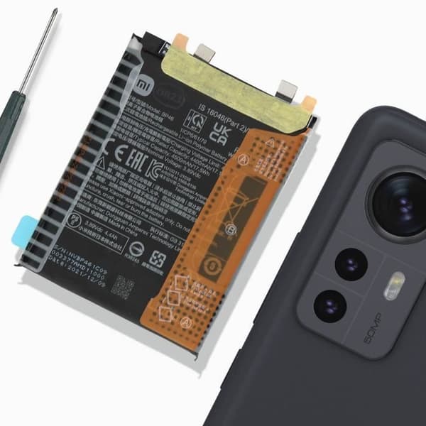 Internt batteri - XIAOMI - Xiaomi 12 - 4500mAh - Litiumjon - Svart