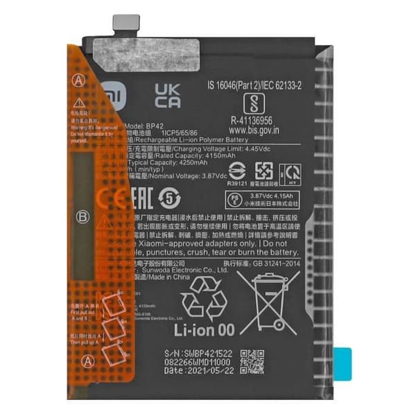 Internt batteri - XIAOMI - Mi 11 Lite - 4250mAh - Lithium Ion - Svart