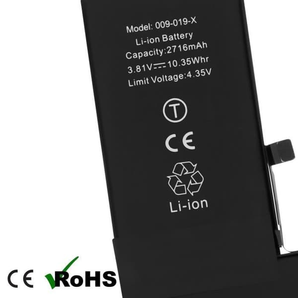 Batteri för iPhone X - AVIZAR - BAT-COMP-IPX - 2716mAh - Litium Ion - 3,7 V - Svart
