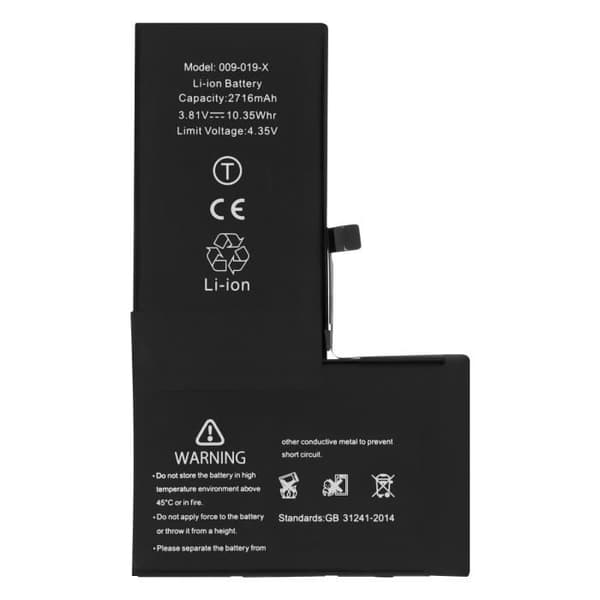 Batteri för iPhone X - AVIZAR - BAT-COMP-IPX - 2716mAh - Litium Ion - 3,7 V - Svart