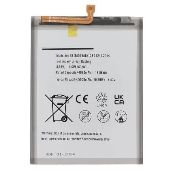 AVIZAR internt batteri för Samsung Galaxy A53 5G - Kapacitet 5000mAh - Vit
