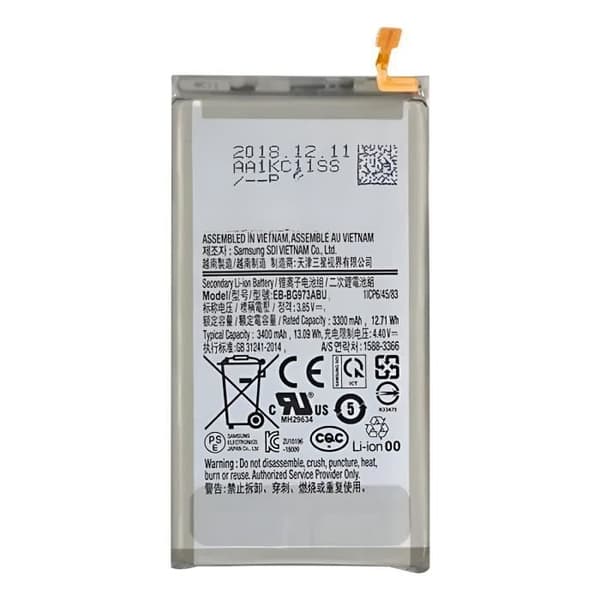 Interna batteri AVIZAR för Samsung Galaxy S10 - Kapacitet 3400mAh - Vit