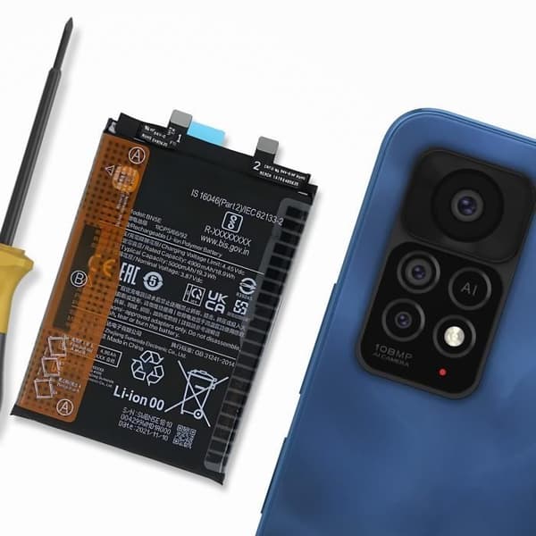 Interna batteri för Xiaomi Redmi Note 11 Pro och Poco X4 Pro - XIAOMI - BN5E - 5000 mAh - Litiumjon - Svart
