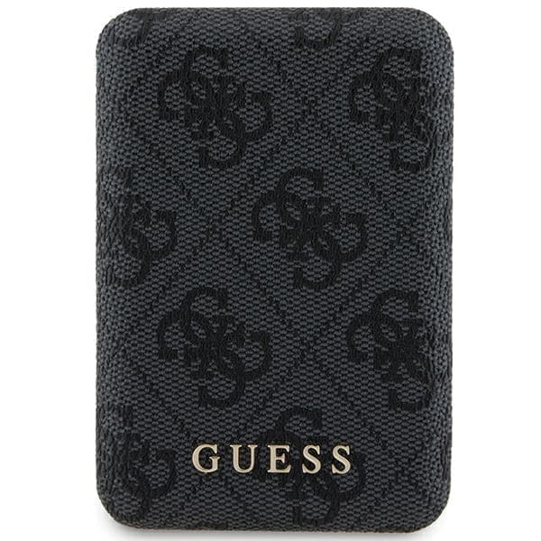Guess Induction Powerbank 15W GUPB5FP4EMGK 5000mAh musta/musta 4G Nahka Metal Logo MagSafe