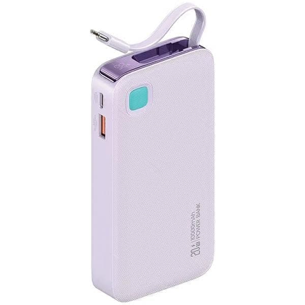 USAMS Powerbank sisäänvedettävällä USB-C:llä Sisäänvedettävä kaapeli 10000 mAh PD 20W Pikalataus XY-sarja purppura/violetti 10KCD22403 (US-CD224)