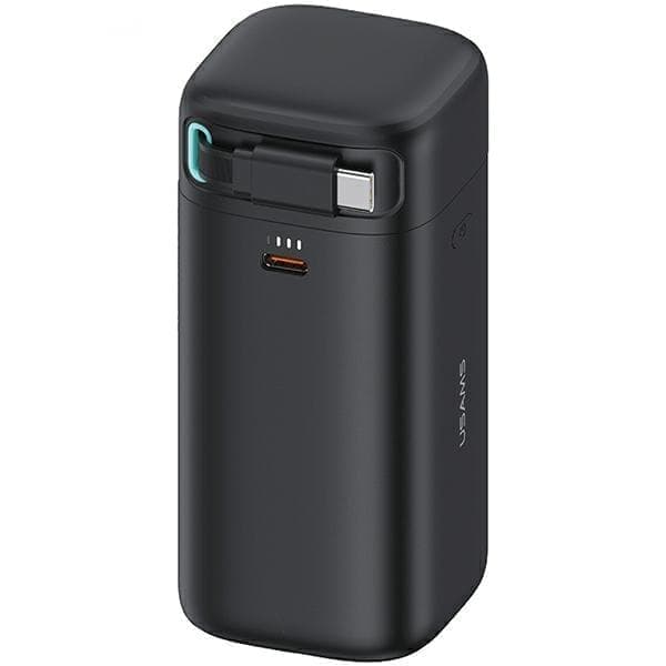 USAMS Powerbank sisäänvedettävällä USB-C:llä Sisäänvedettävä kaapeli 18000 mAh PD45W Pikalataus XMF Series musta/musta 20KCD21601 (US-CD216)
