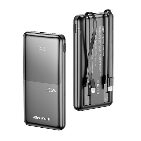 AWEI PowerBank P76K 10000mAh 22,5W sort/sort digital skærm