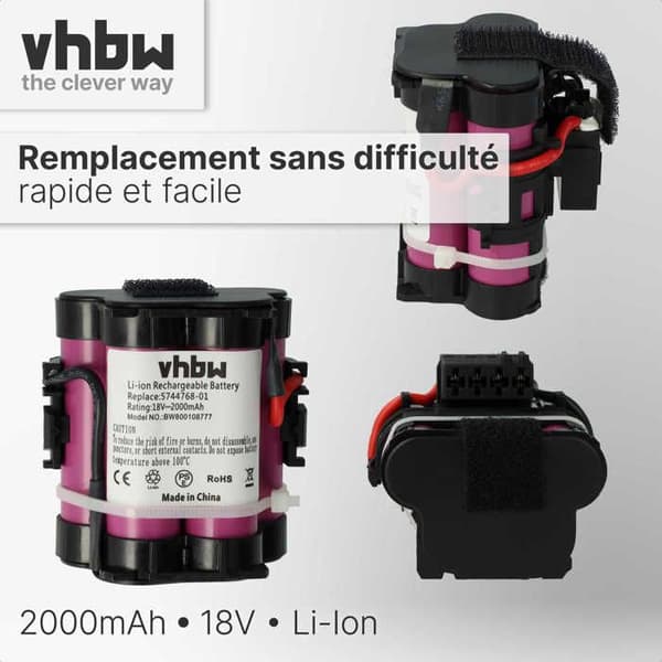 vhbw 1x Batteri kompatibel med Gardena R38Li, R40Li, R45Li, R50Li, R70Li, R75Li, R80Li, 124562 Gräsklippare (2000mAh, 18V)