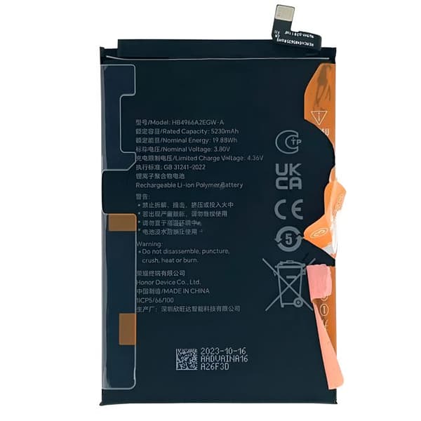 Internt batteri för Honor 90 Smart 5230mAh modell HB4966A2EGW Svart