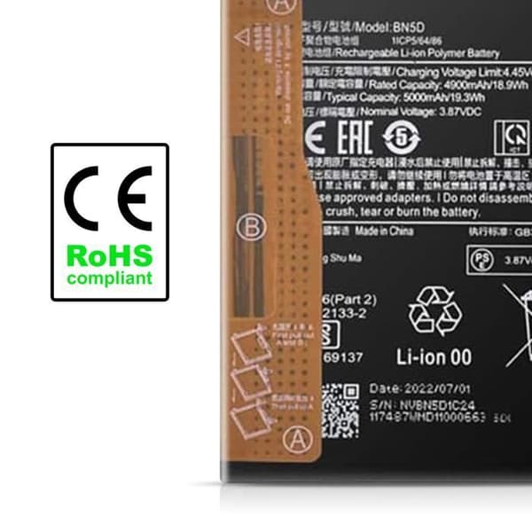 Internt batteri - XIAOMI - BN5D - 5000 mAh - Kompatibel Redmi Note 11/11S - Lithium Ion
